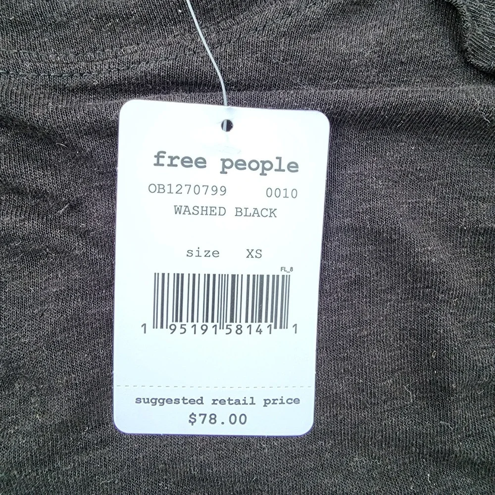 Free People We The Free Lace Hem Long Sleeve Top Black XS NWT - Picture 11 of 14